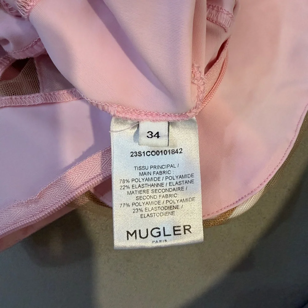 MUGLER - Lvr Exclusive Jersey & Tulle Jumpsuit - Picture 9 of 9